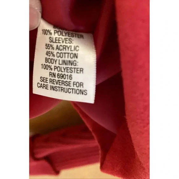 Studio Works Size 12 Red Faux Suede Jacket Knit Sleeves Magnet Closure - Picture 5 of 6